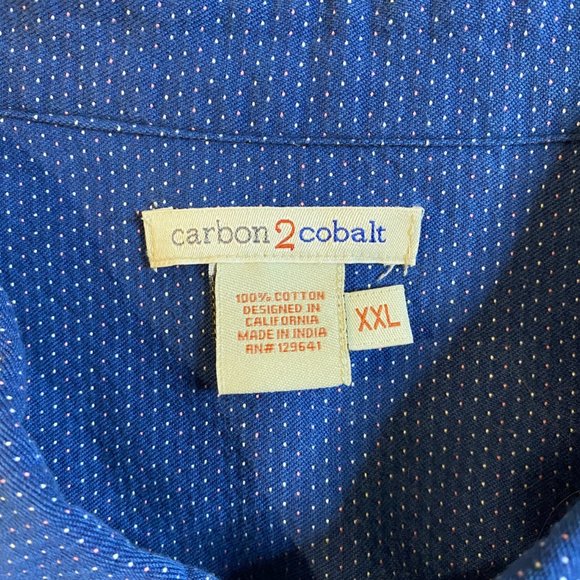 Carbon 2 Cobalt Blue Colorful Polka Dot Pointillism Button Down Shirt Men's 2XL - Picture 4 of 11
